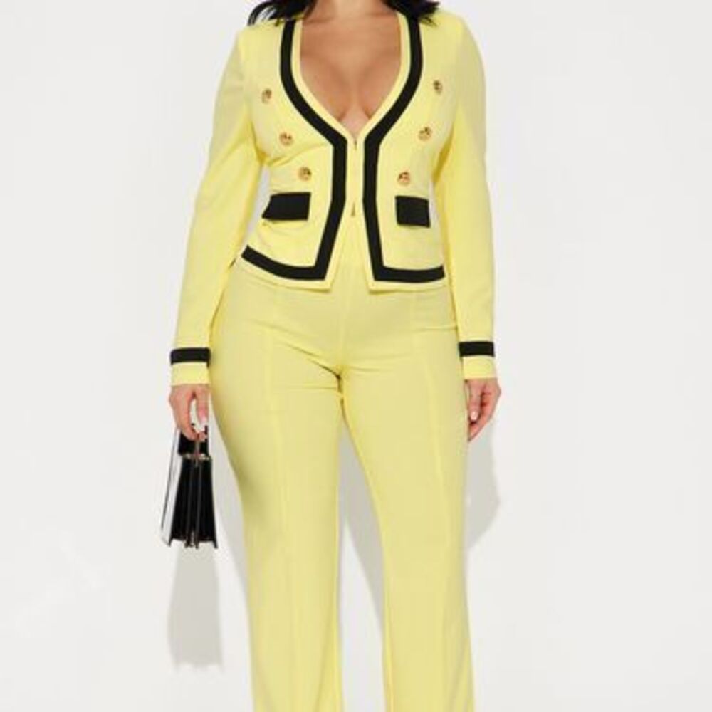 Janice Blazer and Pant Set - Butter Yellow - XS
